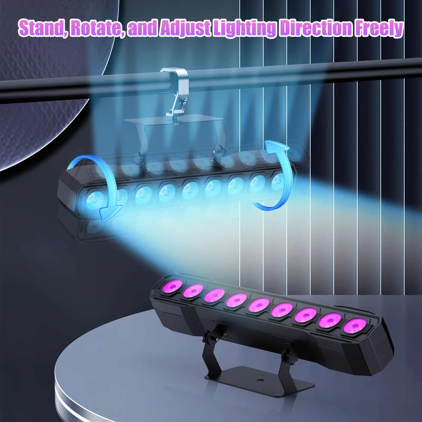 Datewink 2Pcs 60W Wall Washer Lights 9LEDs RGBW DJ Stage Lighting Strobe Effect DMX For Disco Party Wedding Christmas Nightclub