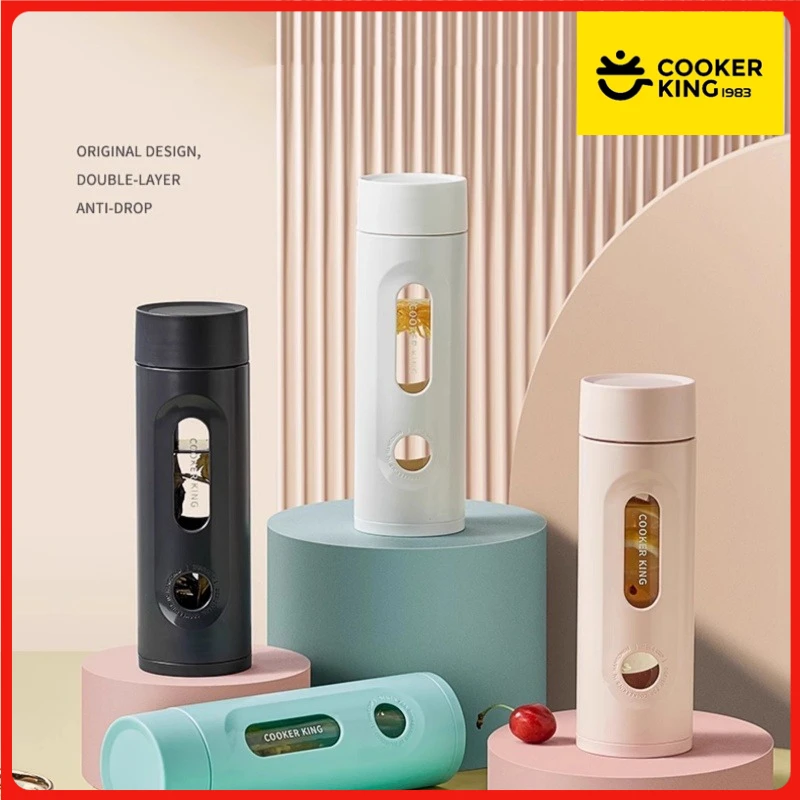 

COOKER KING Portable Glass Cup High Borosilicate Glass Tea Cup Anti-drop Water Bottles Explosion-proof Double-layer Water Cup