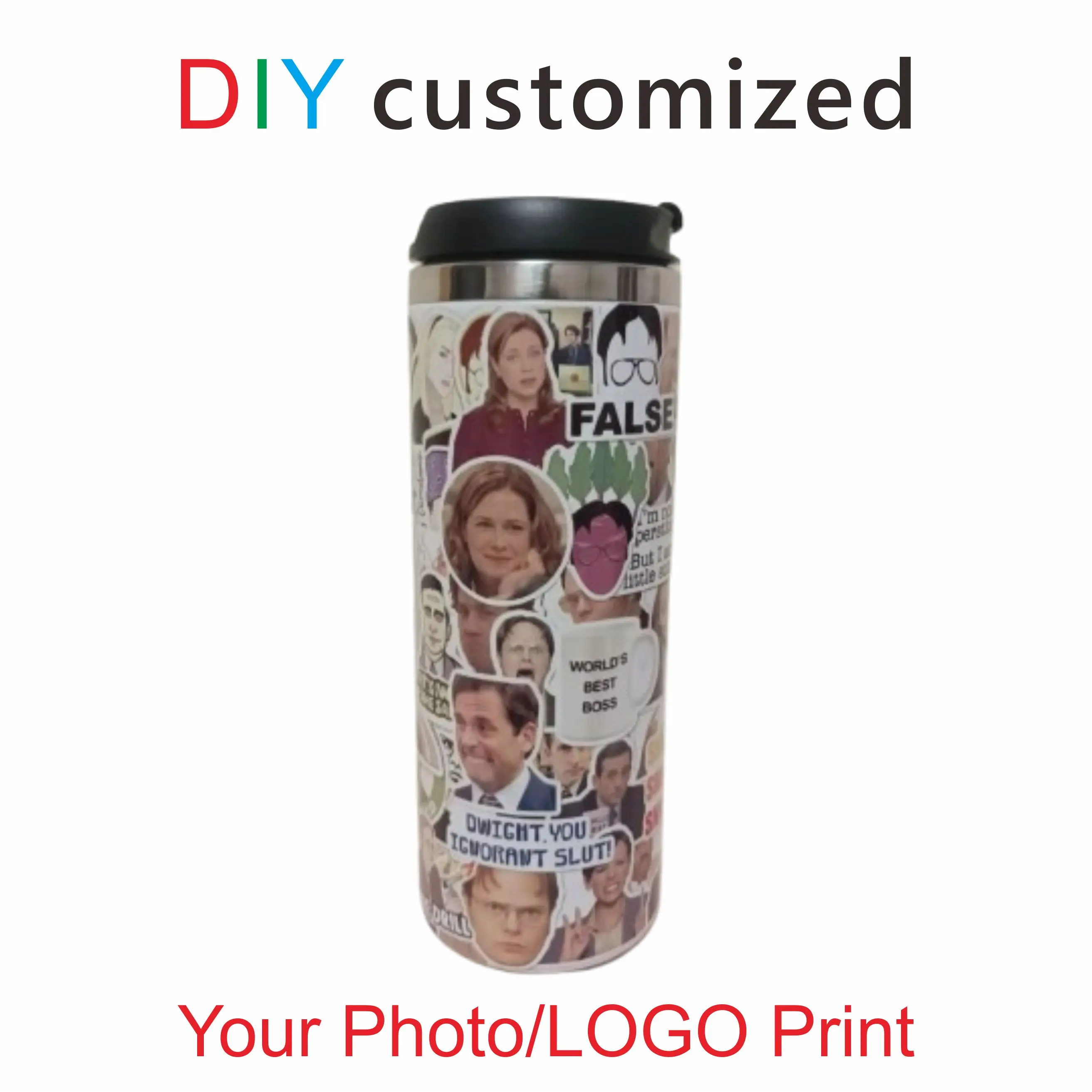 

DIY Customized 450ML Coffee Cup Full Around Covered Print with Your LOGO PHOTO Name TEXT Thermos Tumbler for Office Drink Water
