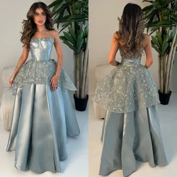 Customized High Quality Embroidery Pattern A-line Strapless Long Dresses Homecoming  Classic Modern Style Unisex