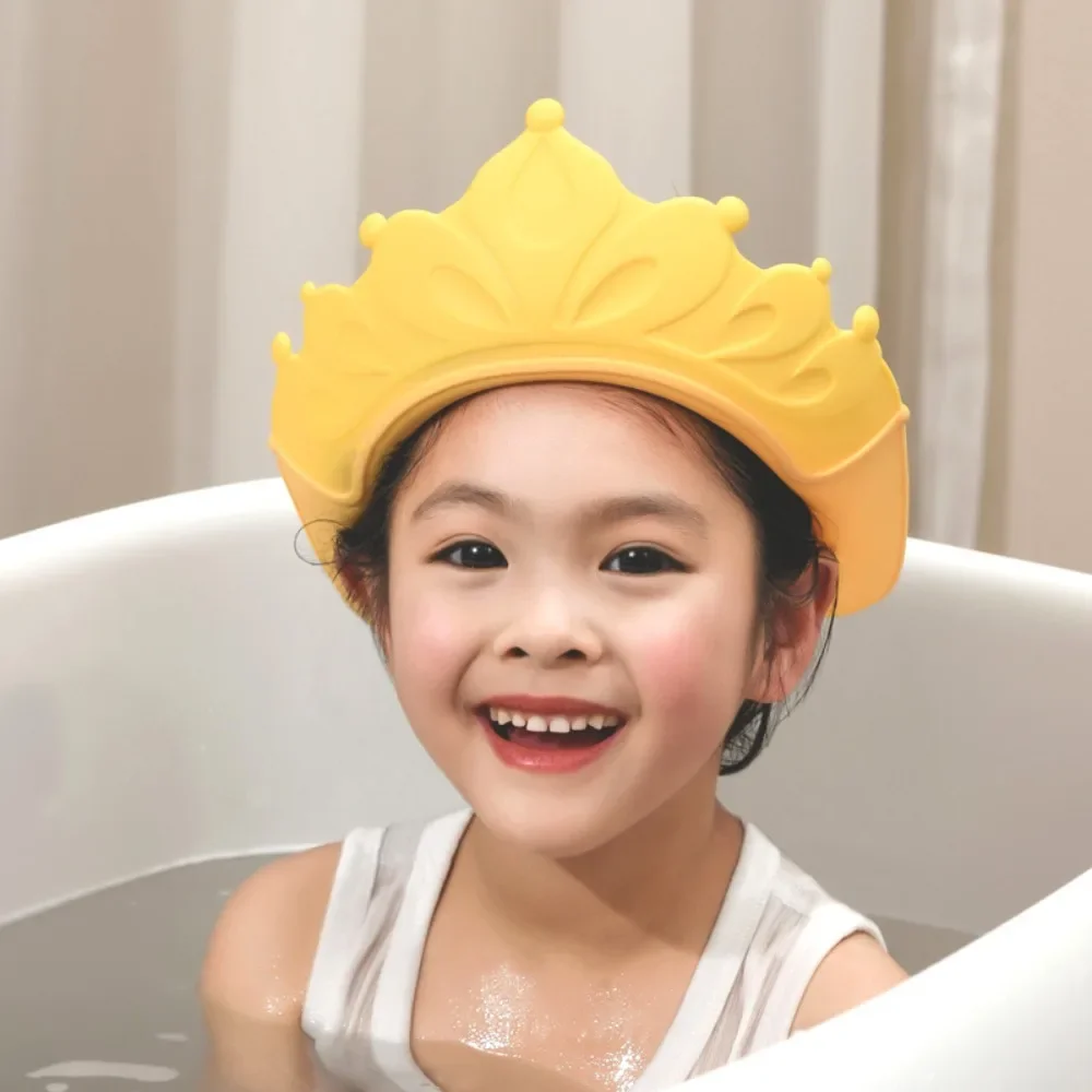 Baby Adjustable Crown Shampoo Cap Soft Rubber Cartoon Eye and Ear Protection Shower Hat Waterproof Bathing Caps for Children