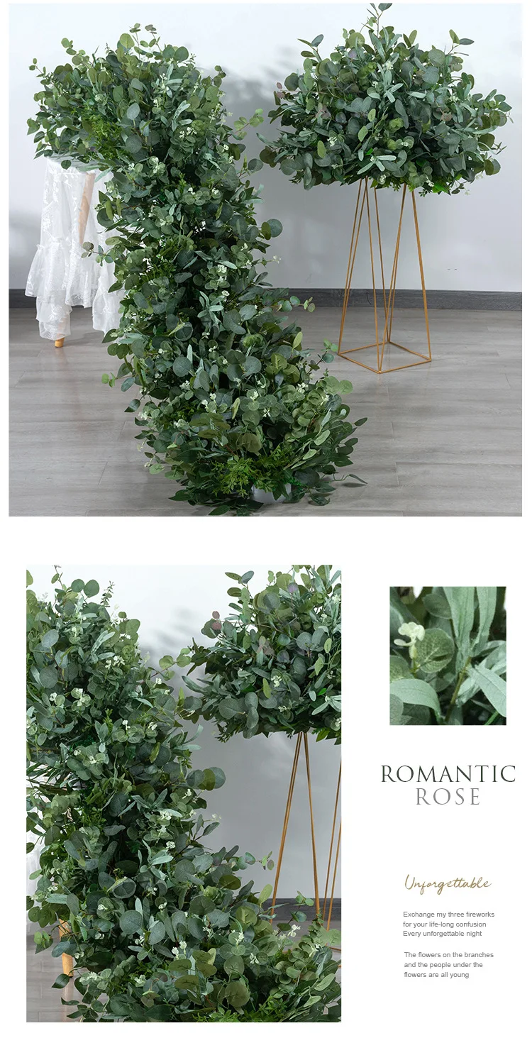 Künstliche Grüne Blumenkugel, Blattreihen, Hochzeitsbühnen-Hintergrund-Dekoration, Kunstpflanzen-Kugel, Bankett-Fenster-Event-Dekoration – Detail 8