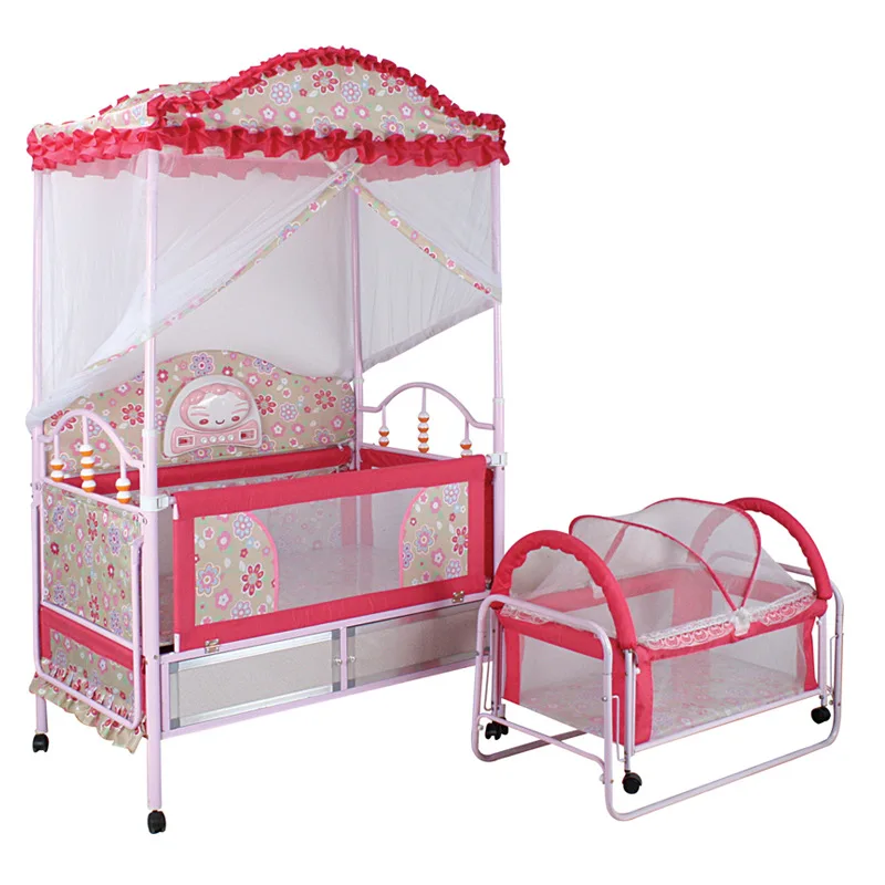 Multifunctional push cloth art trolley children's baby iron crib cradle bed