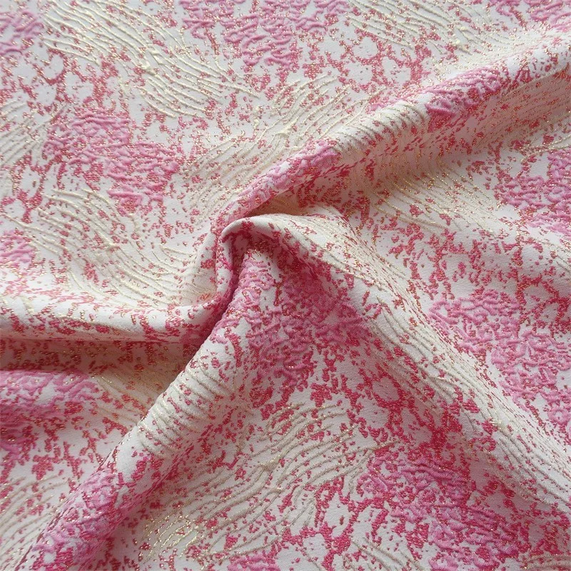 New micro-elastic embossed jacquard pearl floral print fashion fabric dress