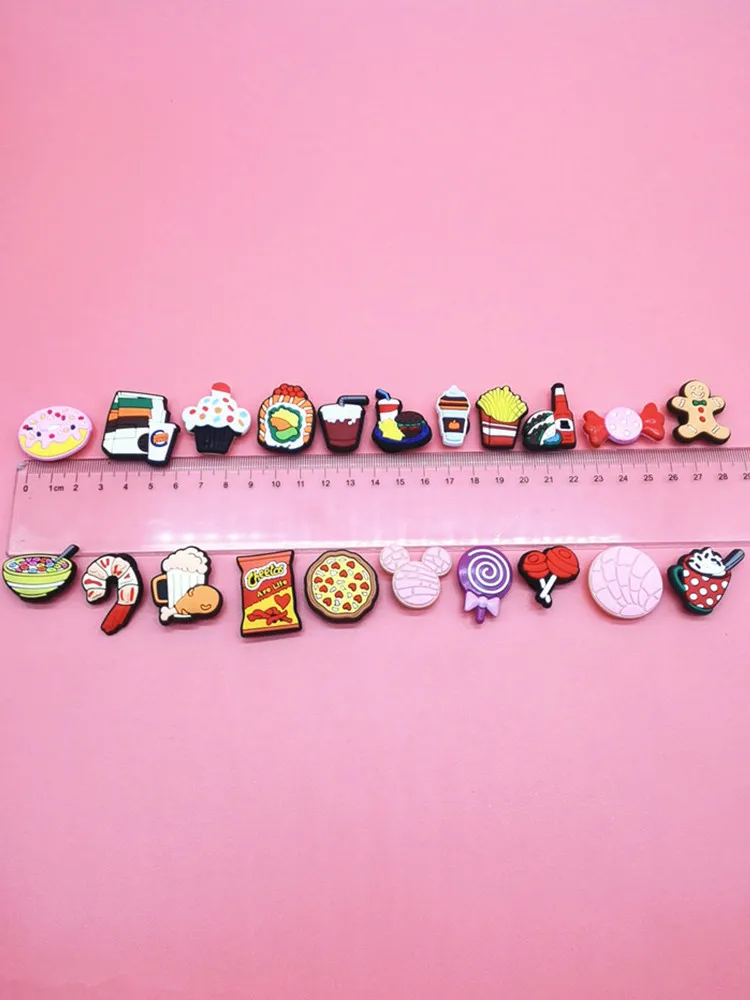 Kawaii Hamburger Fries PVC Shoe Charms Clog Ornaments Accessories Shoe Buckle Diy Decorations Fit Bracelet Adult Kids Xmas Gift