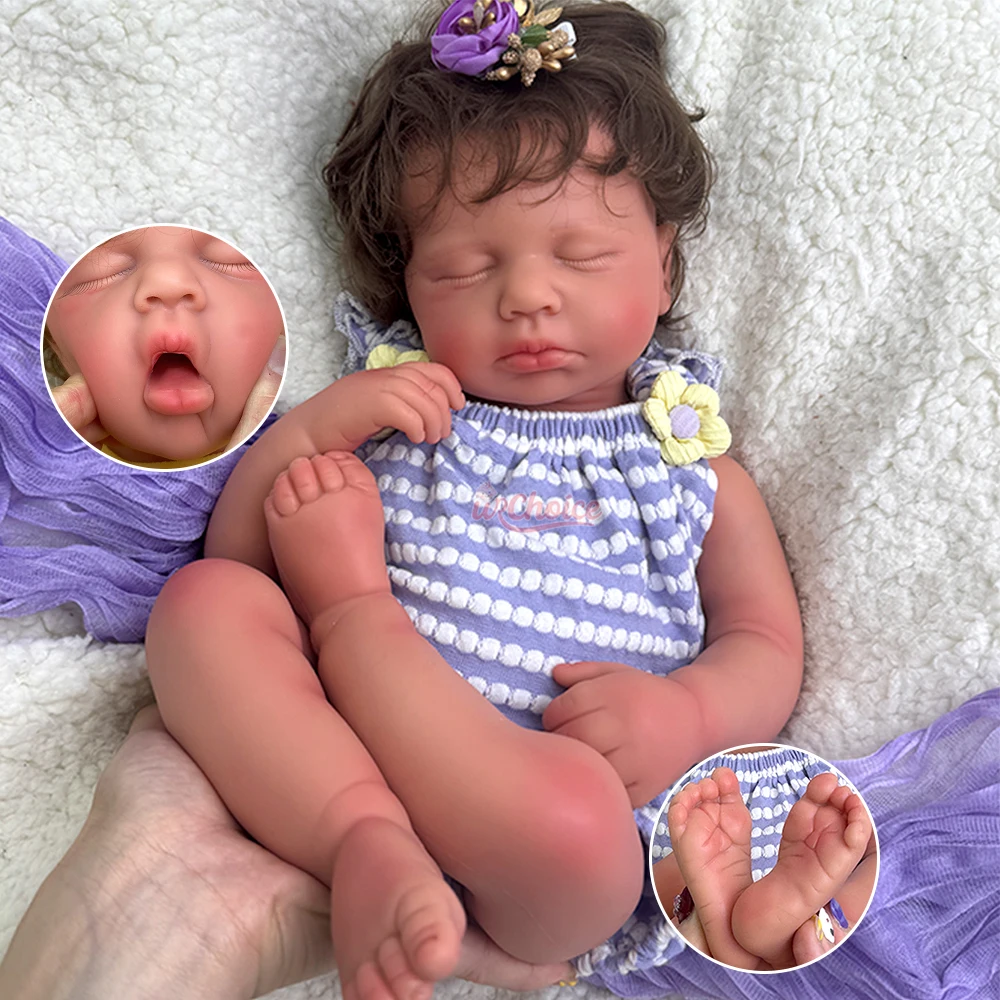 20 polegadas pode abrir a boca de silicone sólido renascido bebê menina/menino Loukou com boneca de pele 3D realista do cabelo para presente de jogo de papel educacional