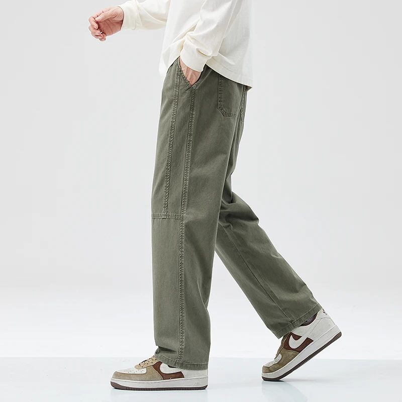 American Style High Quality Cotton Cargo Pants 2024 Spring Fashion Street Casual Youth Loose Straight Wide Leg Trousers