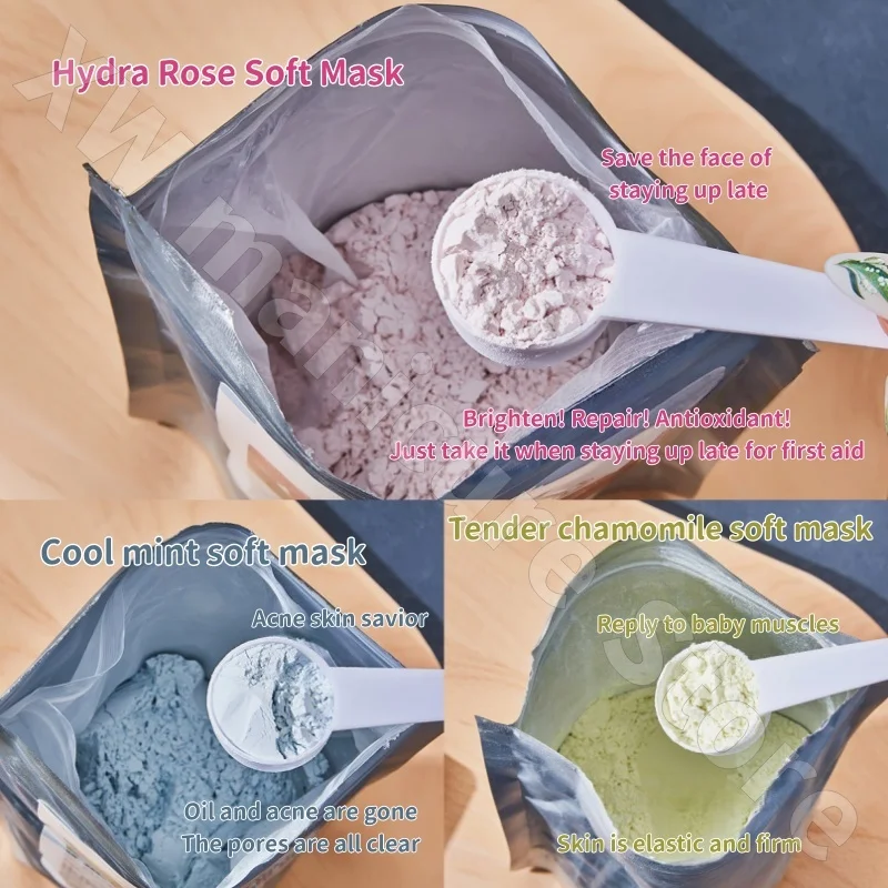 Rose Chamomile Mint Soft Mask Powder Hydrating Moisturizing Brightening and Soothing Smear Powder Mask for Men and Women 500g