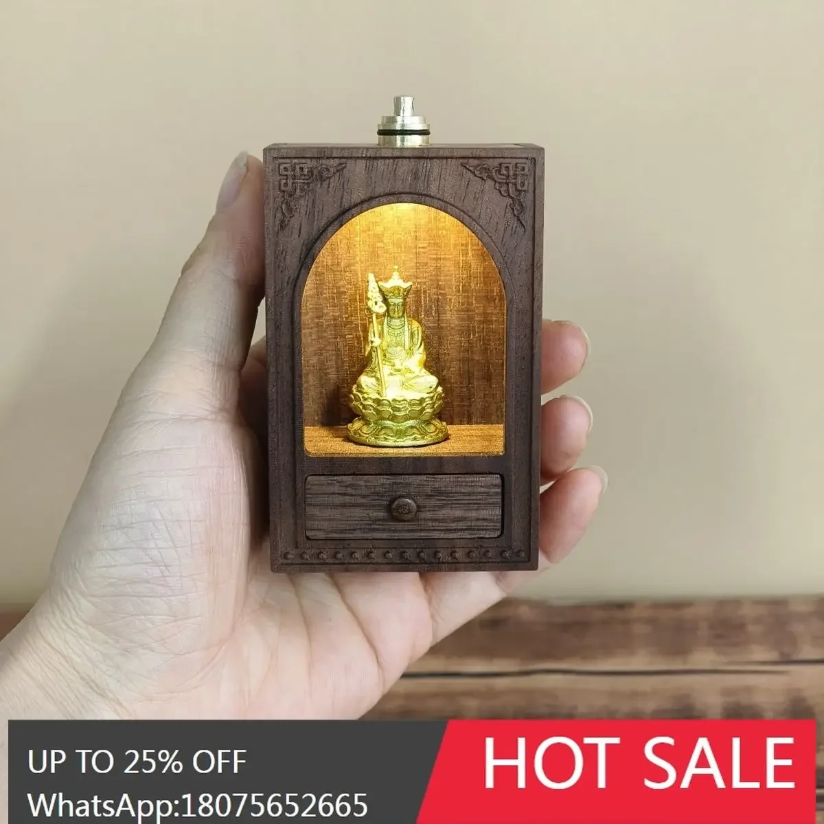 

SGF Mini Brass Gold Ksitigarbha Bodhisattva Tabletop Portrait Ornament