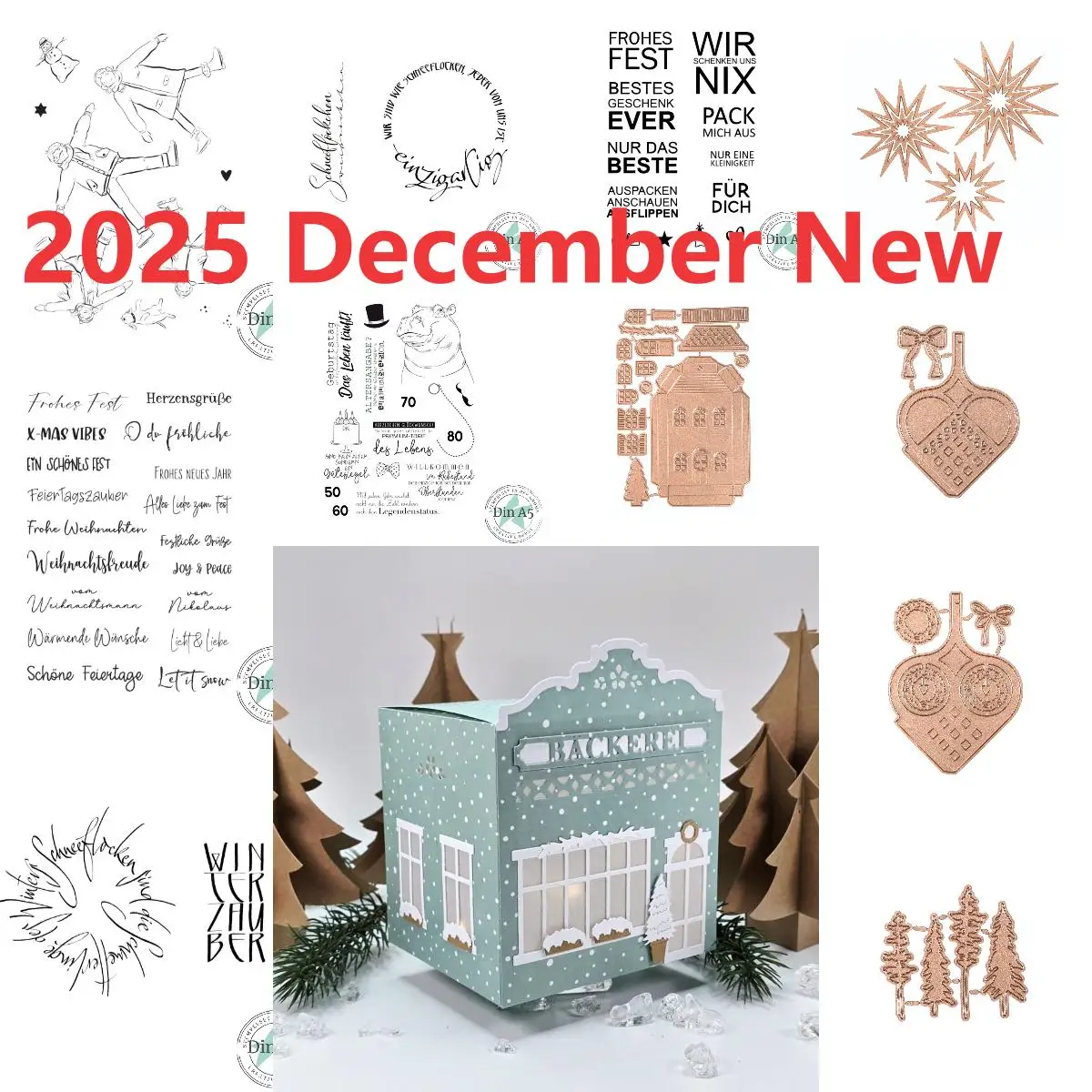 Weihnachtskugel-Stempel, Metall-Stanzformen, Sammelalbum, Tagebuch, Dekoration, Schablone, Prägevorlage, DIY-Grußkarte, handgefertigt, 2025,