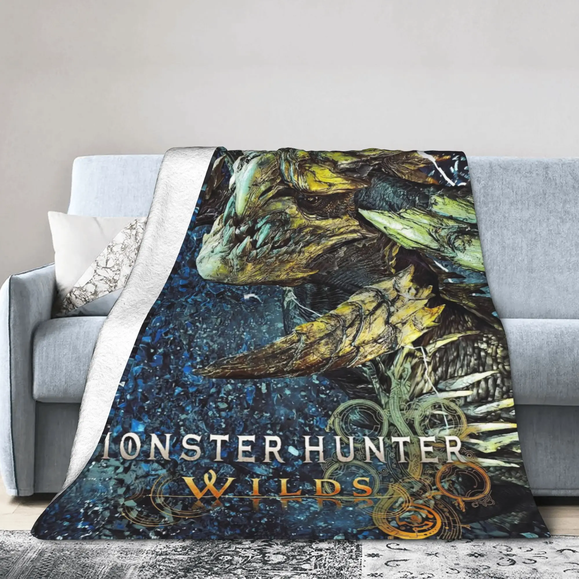 

Monster Hunter Wilds MHWilds плюшевое одеяло для видеоигр модные пледы для покрывала 150*125 см легкий вес