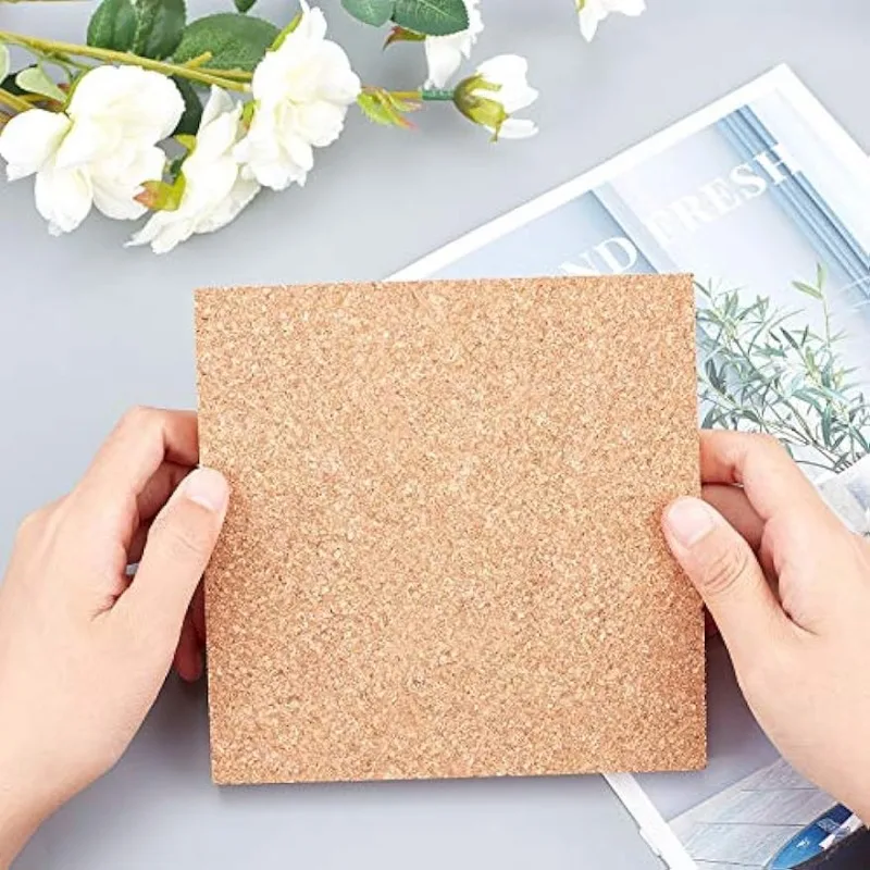 2PCS Square Bulletin Boards 6 x 6 inch Wood Cork Board 0.6 inch Thick Square Cork Board Cork Tiles for Wall Decoration, Party