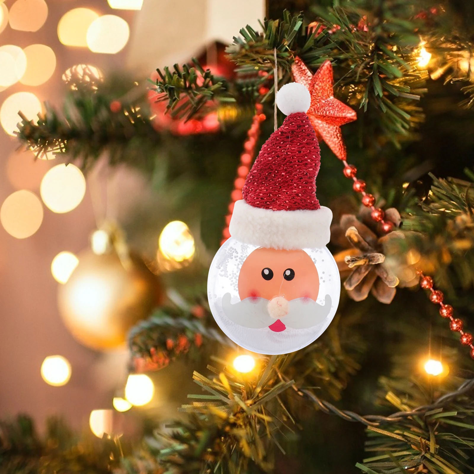 

2 Pcs Christmas Decoration Ball Tree Table Xmas Pendants Hanging Ornaments Accessories Glowing Plastic Decors