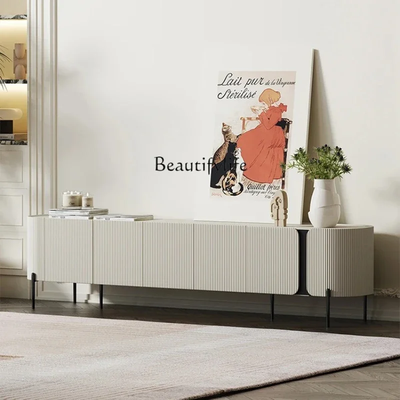 

ls 04Light French cream minimalist TV cabinet simple modern Nordic gray and white paint