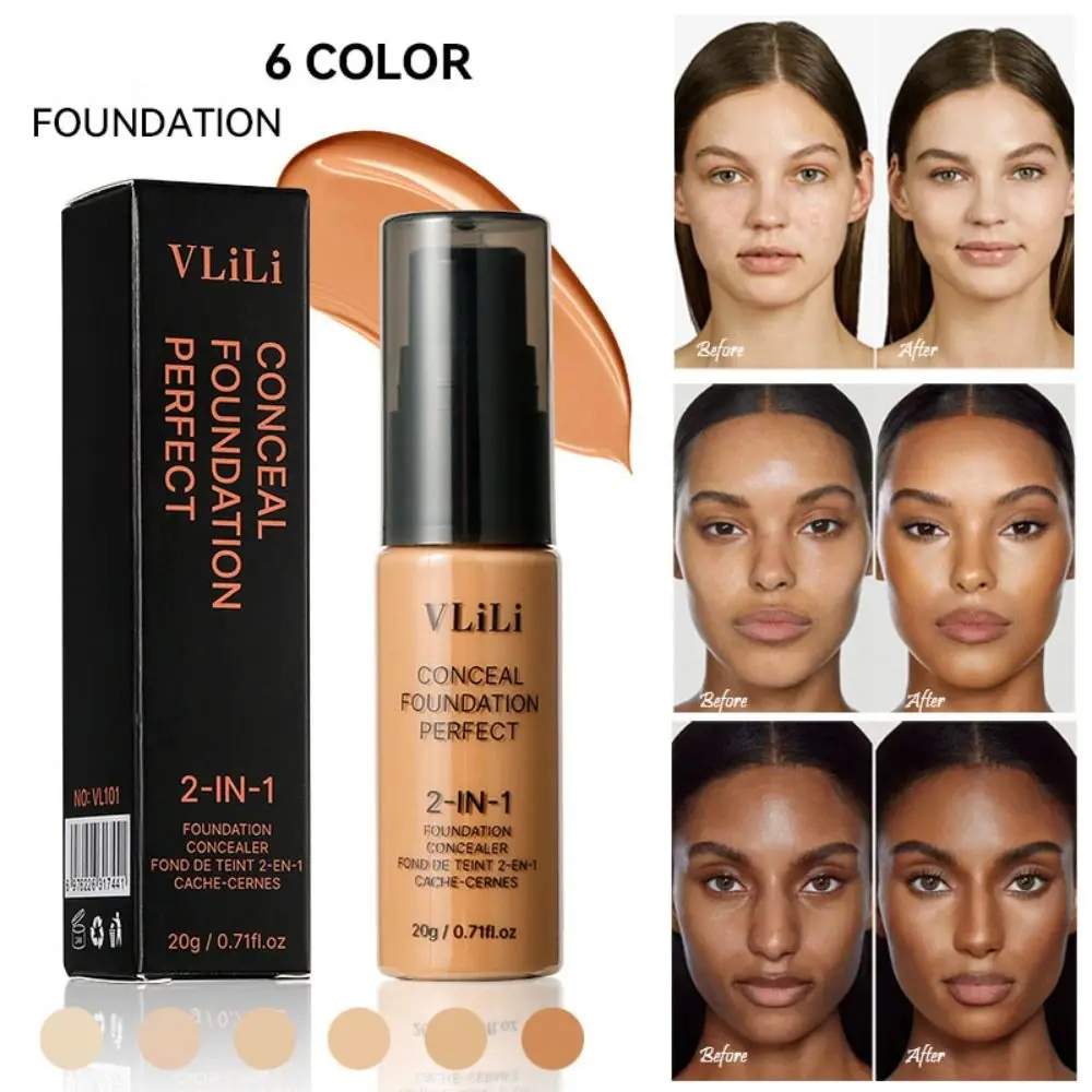 6 Colors Face Foundation Cream Oil-Control Matte BB Cream Waterproof Lasting Concealer Liquid Full Coverage Matte Base Makeup
