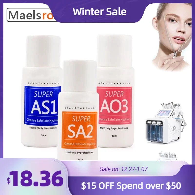 AS1 SA2 AO3 30ml High Concentrated Solution Liquid For Dermabrasion Beauty Machine Kit of 3 Serums Skin Deep Cleaning Skin Care