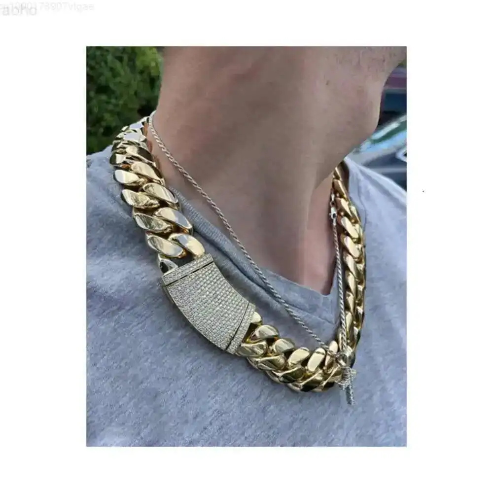 

Handmade Miami Cuban Link Chain 550grams Heavy Solid 925 Sterling Silver 14k Gold Plated Curb Hip-hop Chain