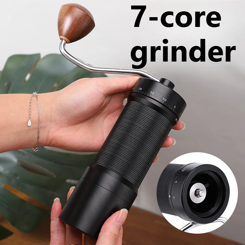 Seven Star Hand Cranked Coffee Grinder CNC 420 Stainless Steel Grinding Manual Machine Bean Grinder Wiith 60 Levels Adjustment