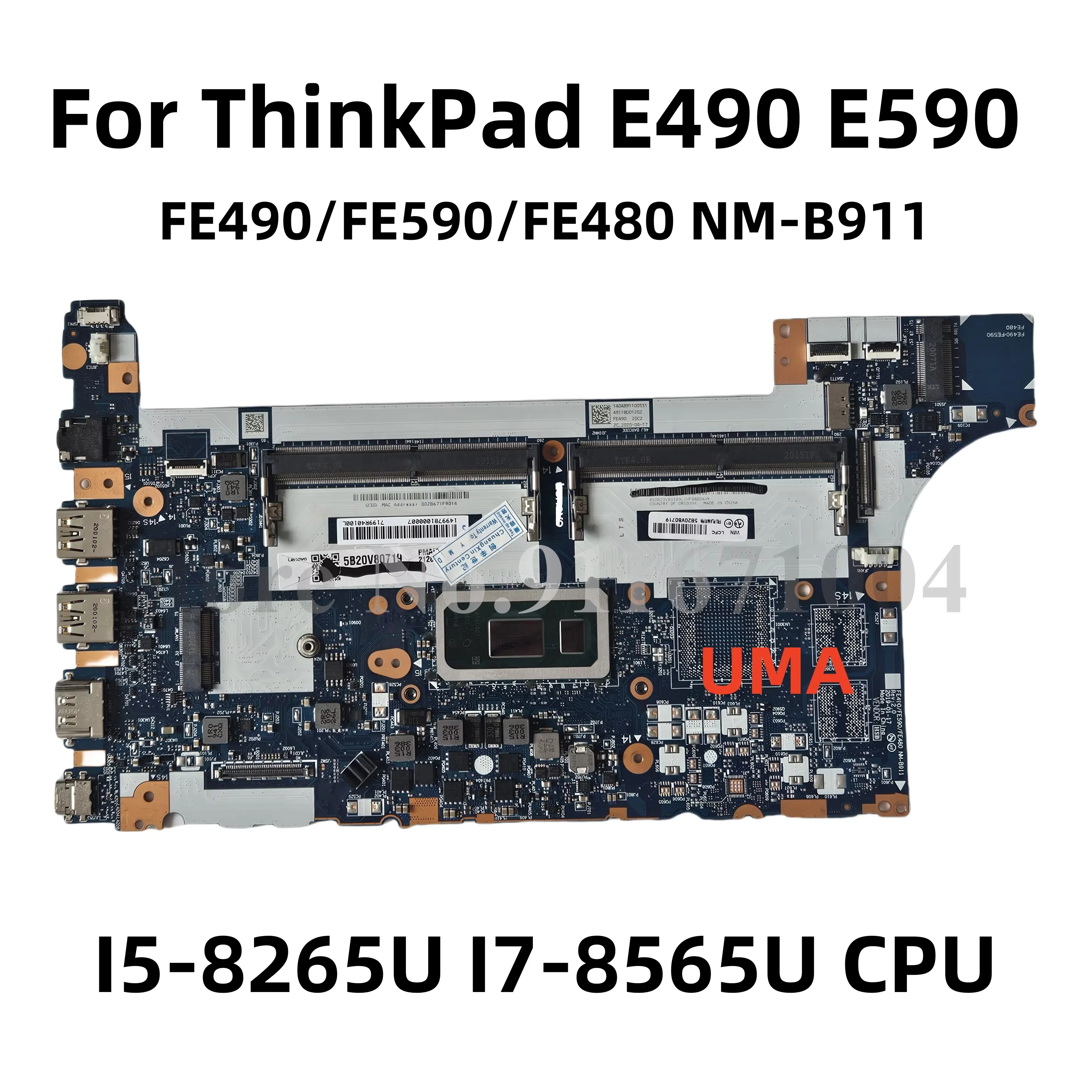 Original FE490/FE590/FE480 NM-B911 For Lenovo ThinkPad E490 E590 Laptop Motherboard With i3 i5 i7 CPU DDR4 mainboard 100% Tested