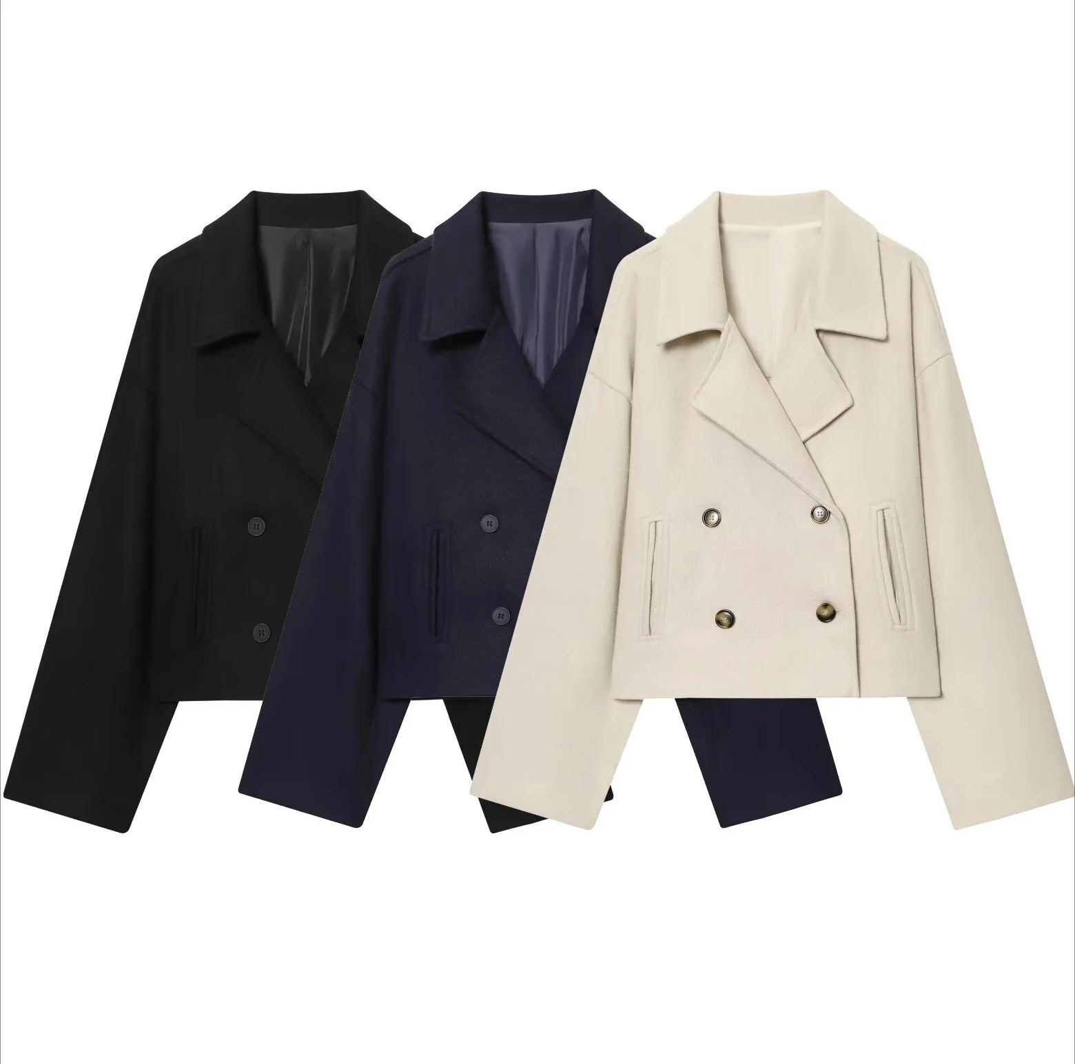 

New Women's Casual Fashion Commuter Simple Elegant Loose Versatile Double-breasted Short Jacket