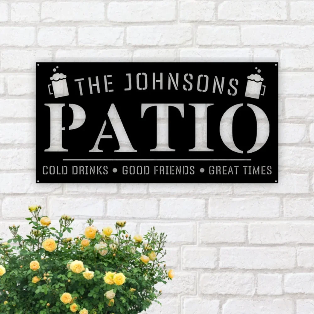 Family Name  Metal Sign Welcome To The Patio Established Date Outdoor Customized Wall Decor house decor accessories