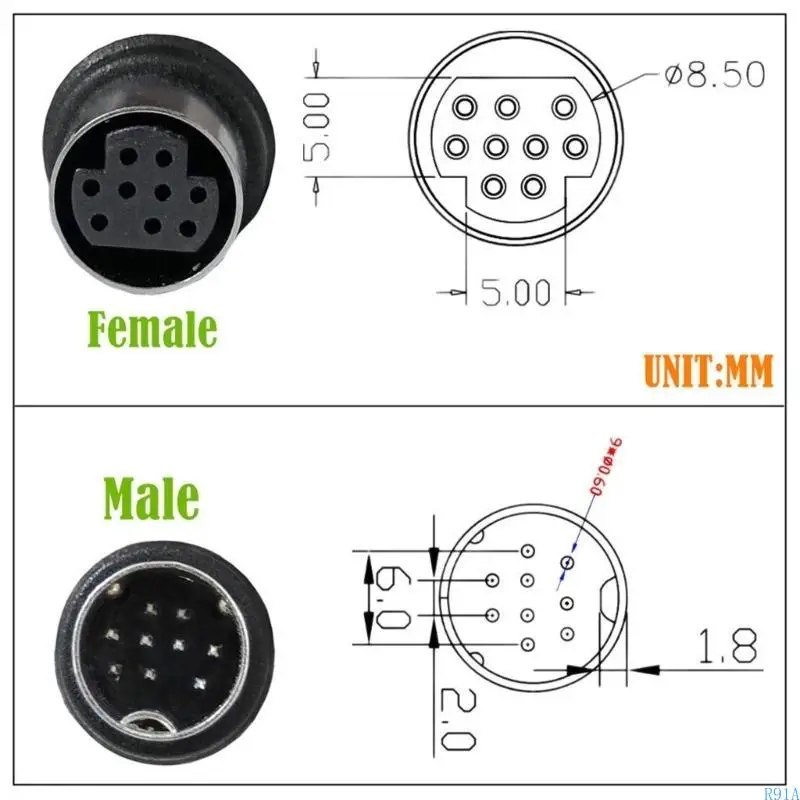 R91A S Video Cable 9Pin Mini DIN Male to Male Cable for Game Consoles Connection