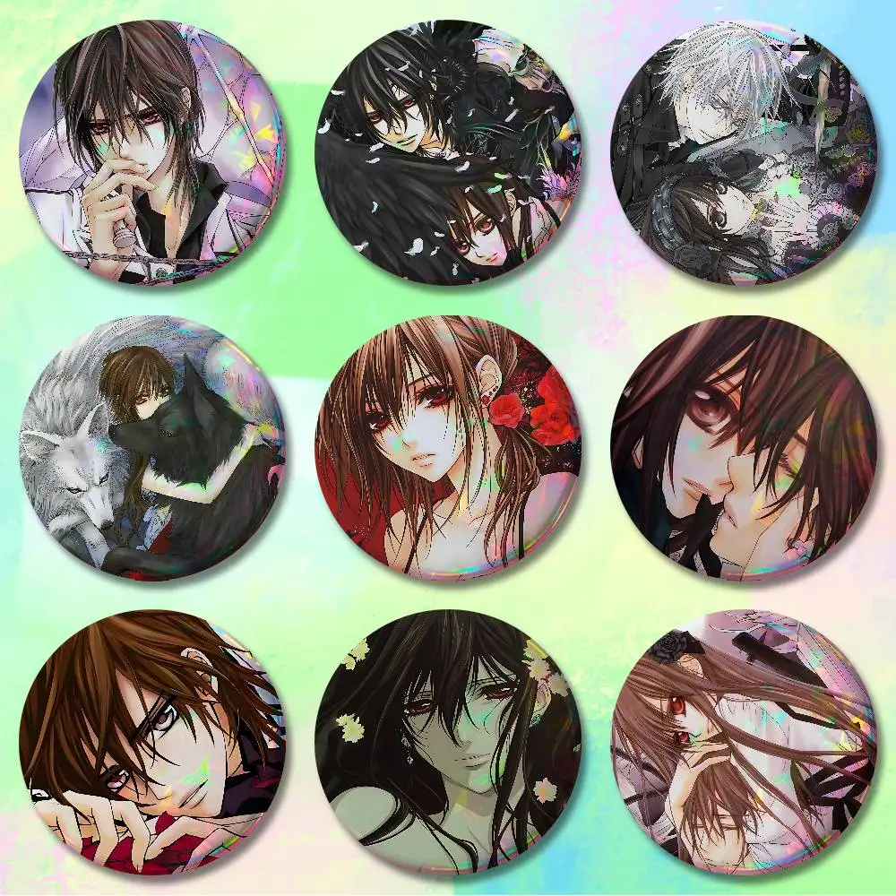

V-Vampire Comics K-Knights 58mm 44mm HD Print Brooch Badges Pretty Derby Round Display Brooches Lapel Pins