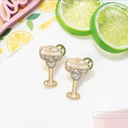 MARGARITAS ON ME PIERCED EARRINGS Margarita Accessories Tequila Shots Drink Studs Earrings Margarita Jewelry Rhinestone Glass