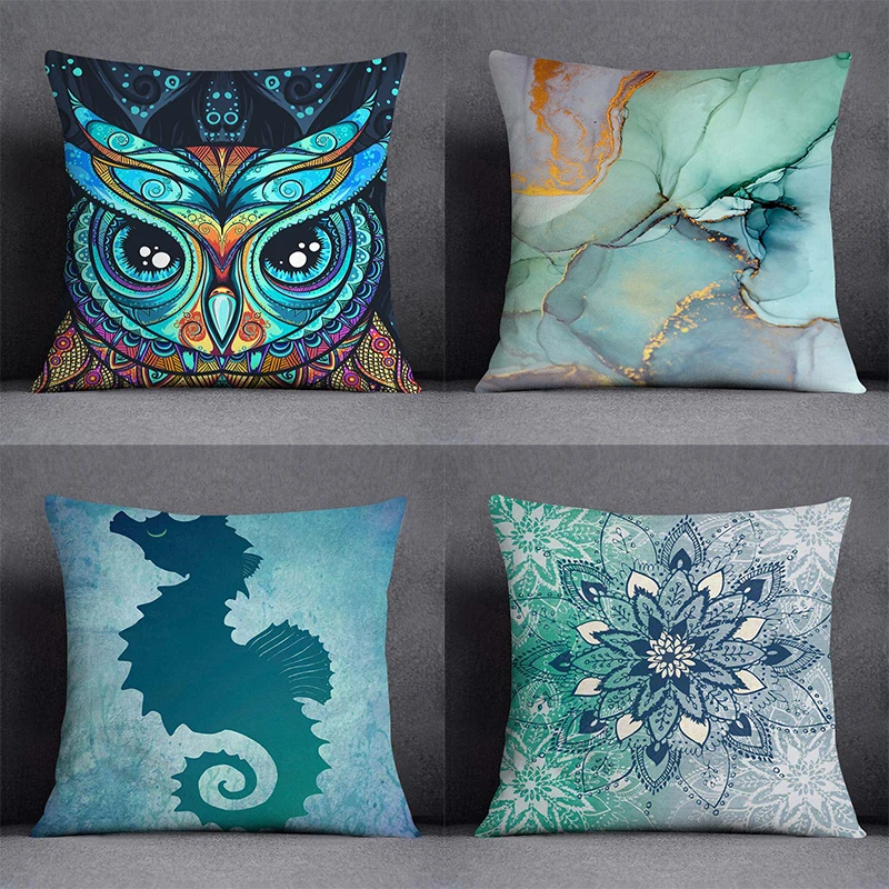 

45x45cm Peacock Owl Deer Animal Pattern Decorative Pillowcase Modern Home Decoration Bed Car Sofa Office Chair Cushion Cover