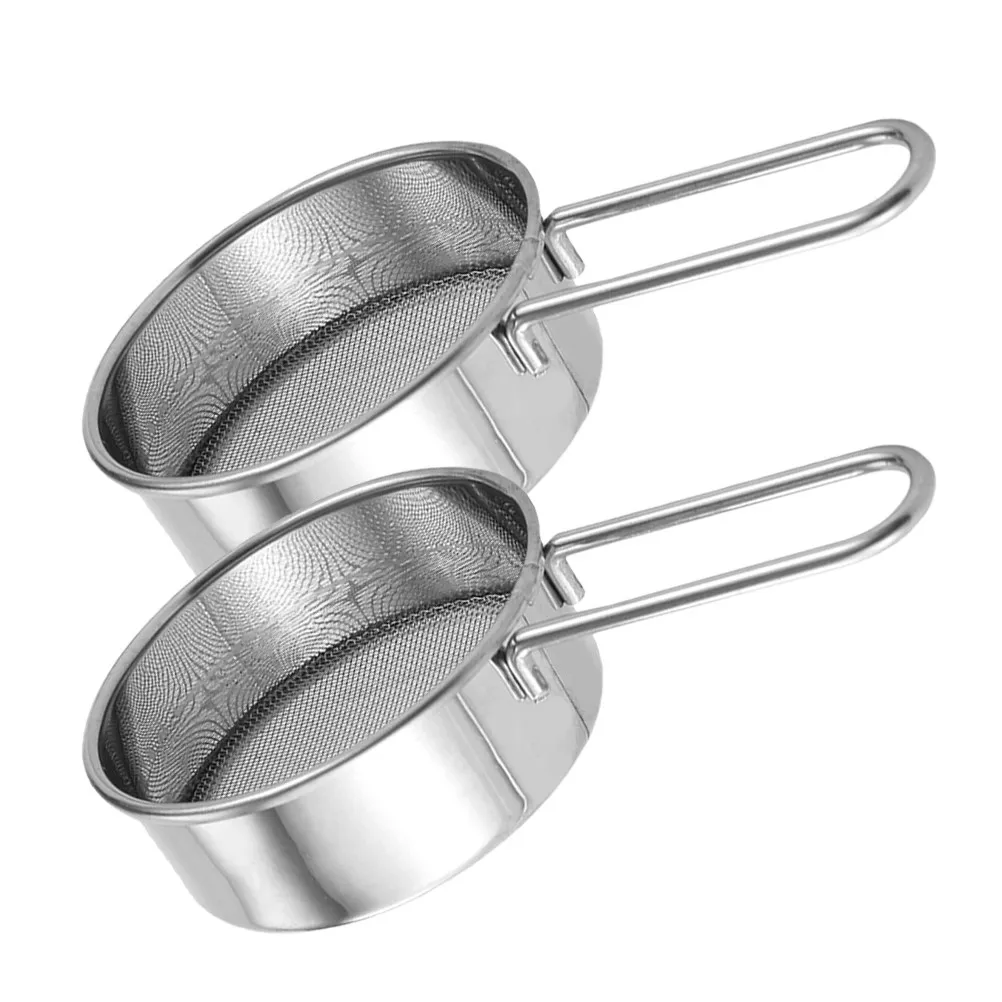 2Pcs Mini Flour Sifter Handheld Stainless Steel 40 Mesh Sifter for Baking Powder Sugar Dusting Tea Coffee Kitchen Gadget