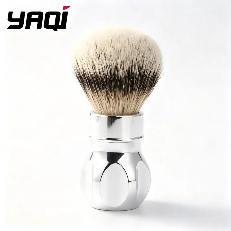 YAQI Shaving Brush for Men Soft Dense Bristles Chrome Metal Handle Luxury Wet Shaving for Safety Razor