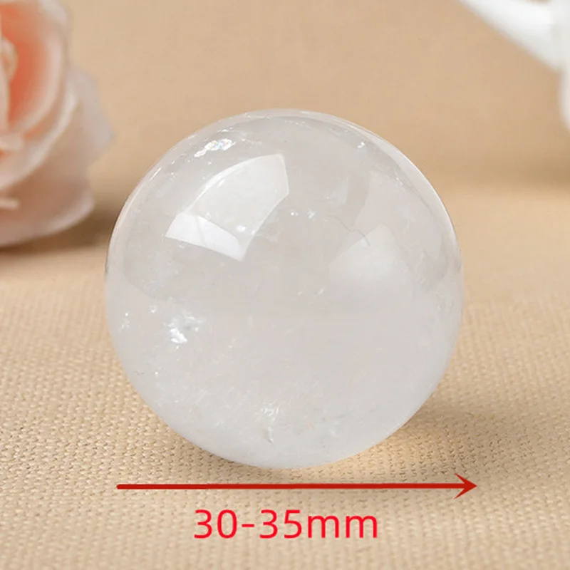 High Quality 30-35mm Natural Crystal Ball Calcite Quartz Energy Healing Stone Meditation for Home Decoration Free Wooden Stand