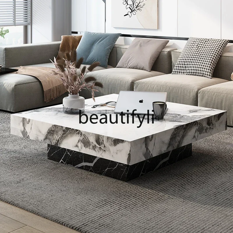 GG Full Rock Plate Coffee Table High-End Light Luxury Modern Living Room Home Square Customizable Size