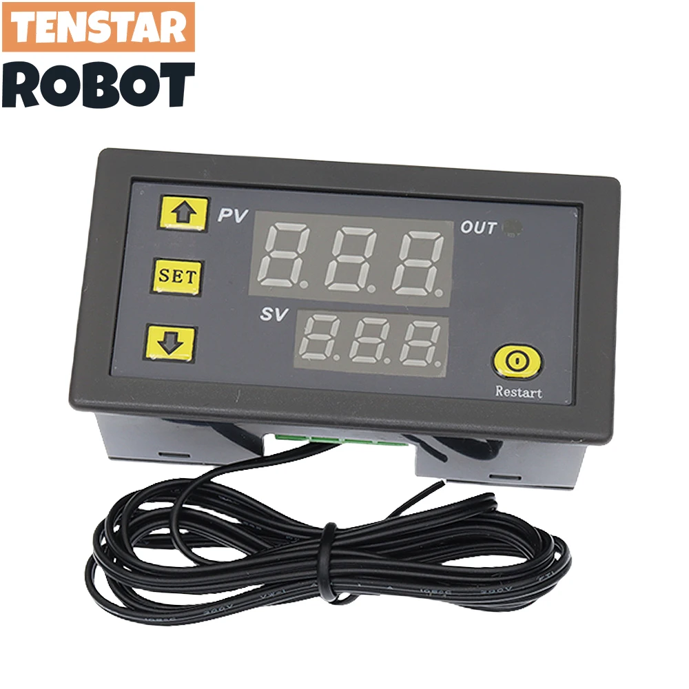W3230 12V 24V AC110-220V linia sondy 20A cyfrowa kontrola temperatury termostat z wyświetlaczem LED z przyrządem do kontroli ciepła/chłodzenia