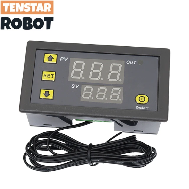 W3230 12V 24V AC110-220V linia sondy 20A cyfrowa kontrola temperatury termostat z wyświetlaczem LED z przyrządem do kontroli ciepła/chłodzenia