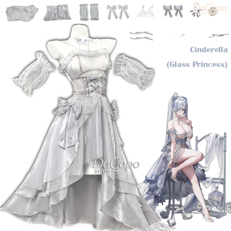 

NIKKE Cinderellas Cosplay Glass Princess Goddess of Victory Game Cosplay Gown Women Outfit Halloween Event Cos Wedding Dress Wig