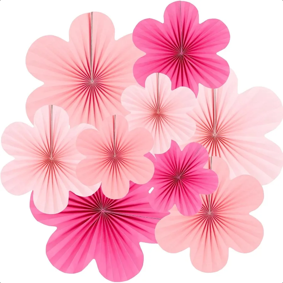 

Easy Joy Hot Pink Paper Flowers Decorations for Wall Pink Paper Fans Classroom Decoration Paper Floral Backdrop Decor Paper Fan