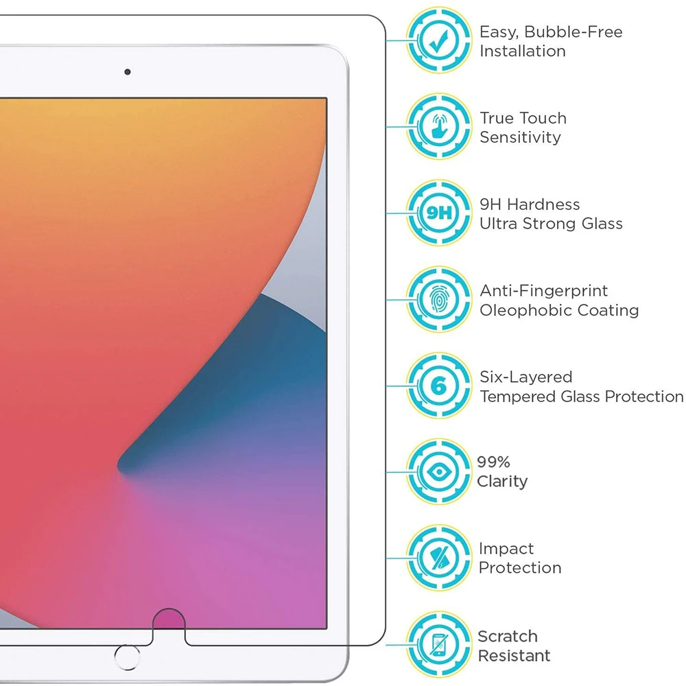 Película Protetora HD para iPad, Vidro Temperado, Apple Air 2, 3, Air 5, 4, 10.9, Pro 11, 10.5, 9.7, Mini 5, 4, 3, 2, 10.2 polegadas, 2021