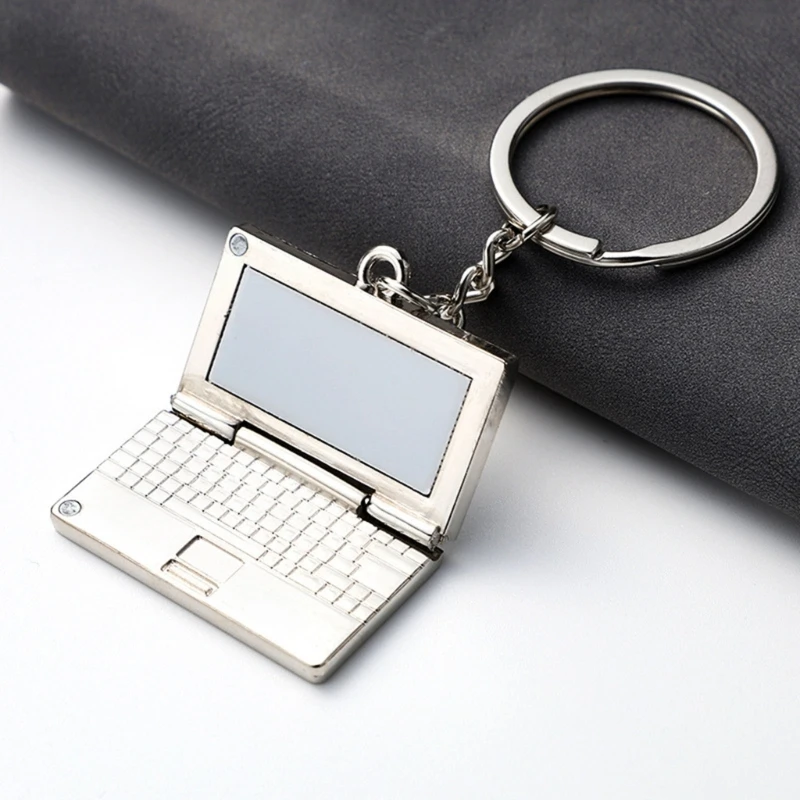 Metal Simulation Notebook Computer Keychain Car Bag Hanging Accessories Keychain Otaku Electronic Equipment Keyring