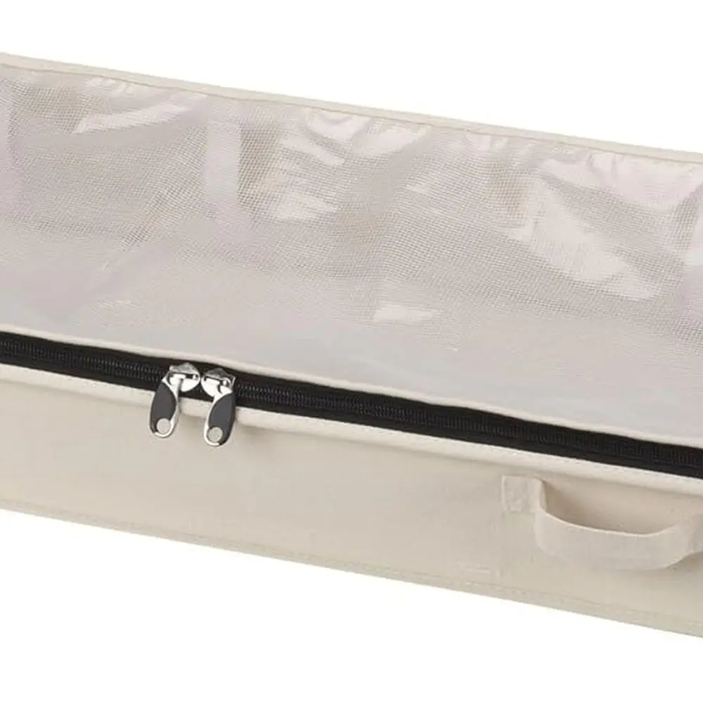 

Durable Cotton Canvas Under-Bed Storage Bag with Textured PEVA Top, 3-Sided Zipper, Foldable, Natural