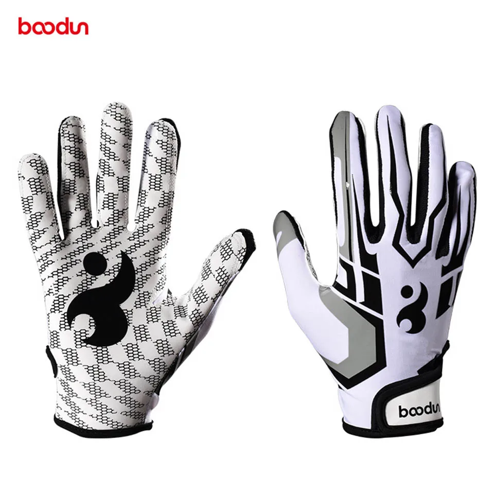 Boodun 1 Pair Rugby Gloves Full Finger Anti Slip Gel Baseball American Football Gloves Outdoor Sport Gloves for Men Women