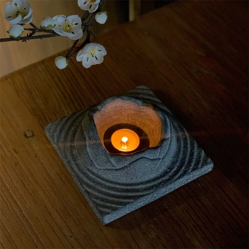 Retro Zen Artistic Irregular-shaped Flower Pot Candlestick Traditional Style Green Plants Desktop Landscape Design