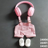 17cm Clothes for Labubu 2 Piece Set Of Cute Labubu Luxury Shoes and headphones Doll Accessories Labubu Doll Outfit waist bag