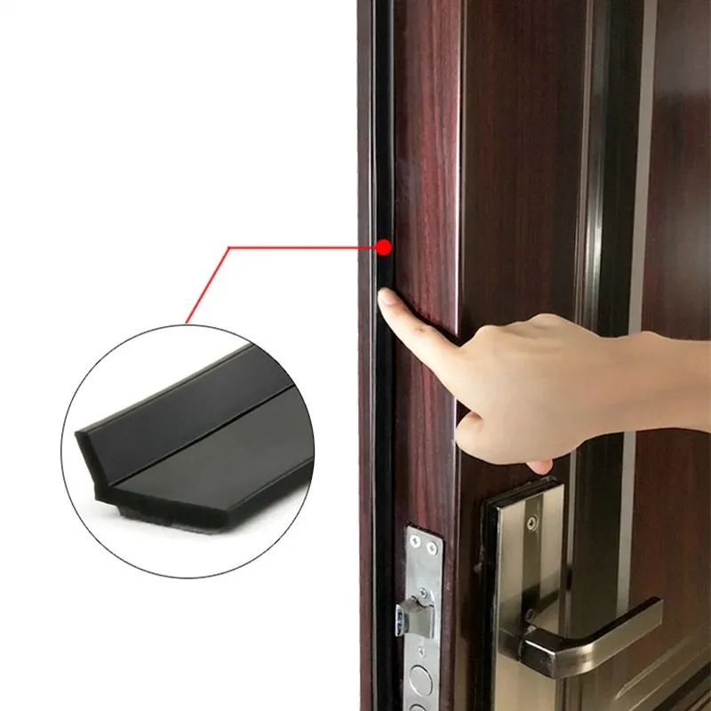 6M Silicone Rubber Sealing Strip Door Window Sound Insulating Windproof Self-adhesive Tape Side gap Door frame Hardware