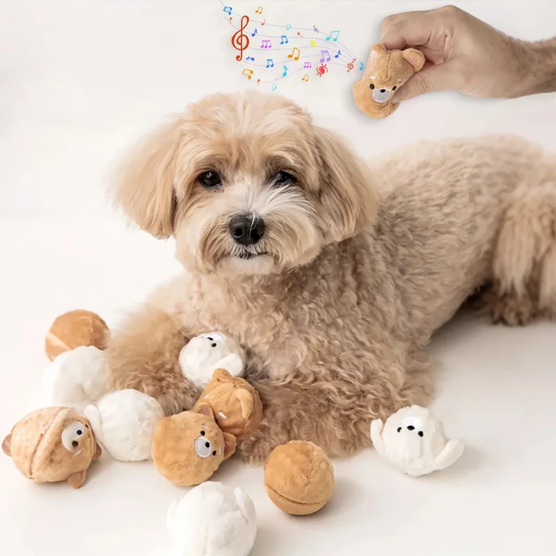 Juguete de pelota para cachorros chirriantes: masticar que rebota con pinchos para limpieza de dientes, juguete interactivo para mascotas para perros y gatos pequeños (Poodle/Bichon)