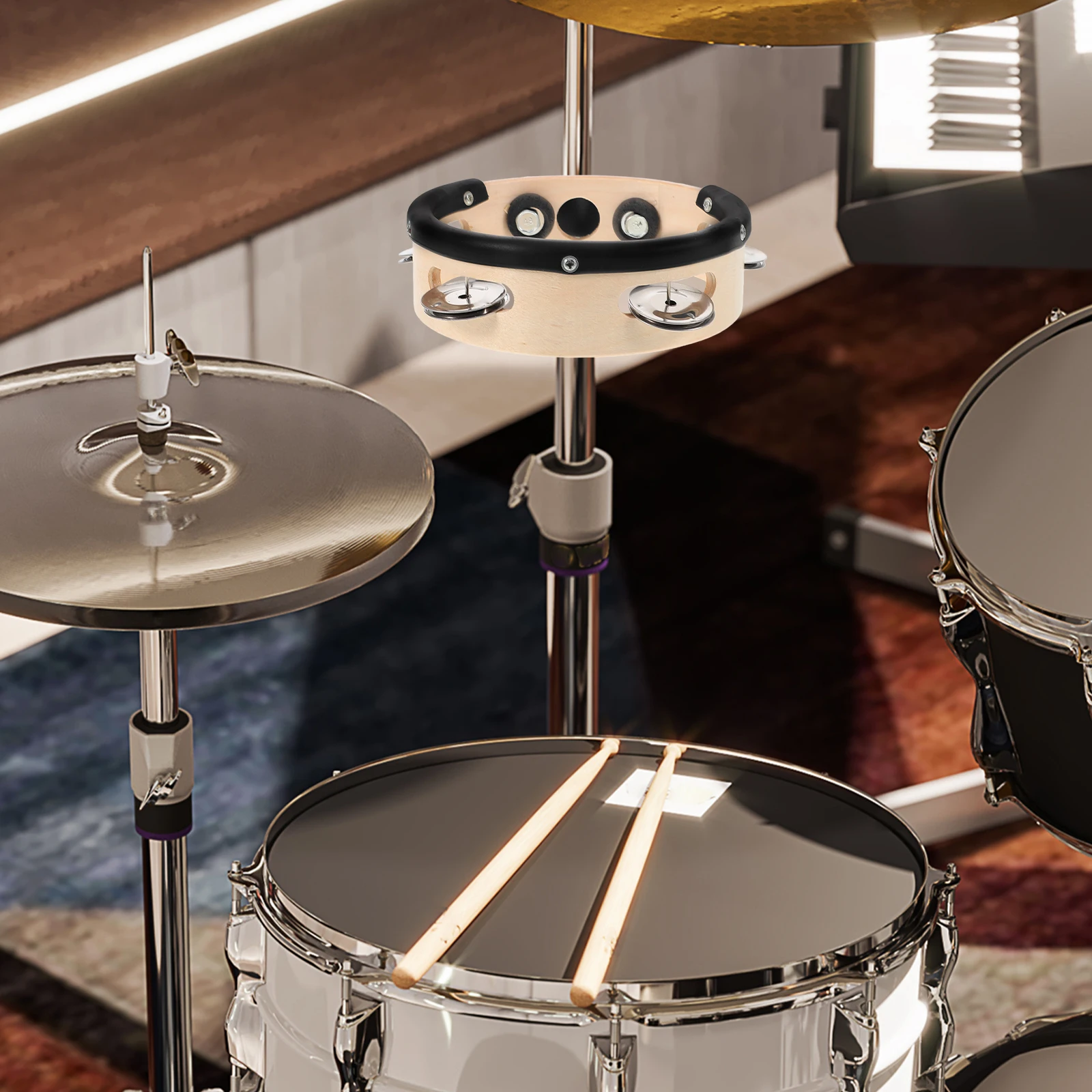

Hi-hat Bell Tambourine Drum Tambourines Kids Double Row Hihat Cymbal Supply Aldult Baby