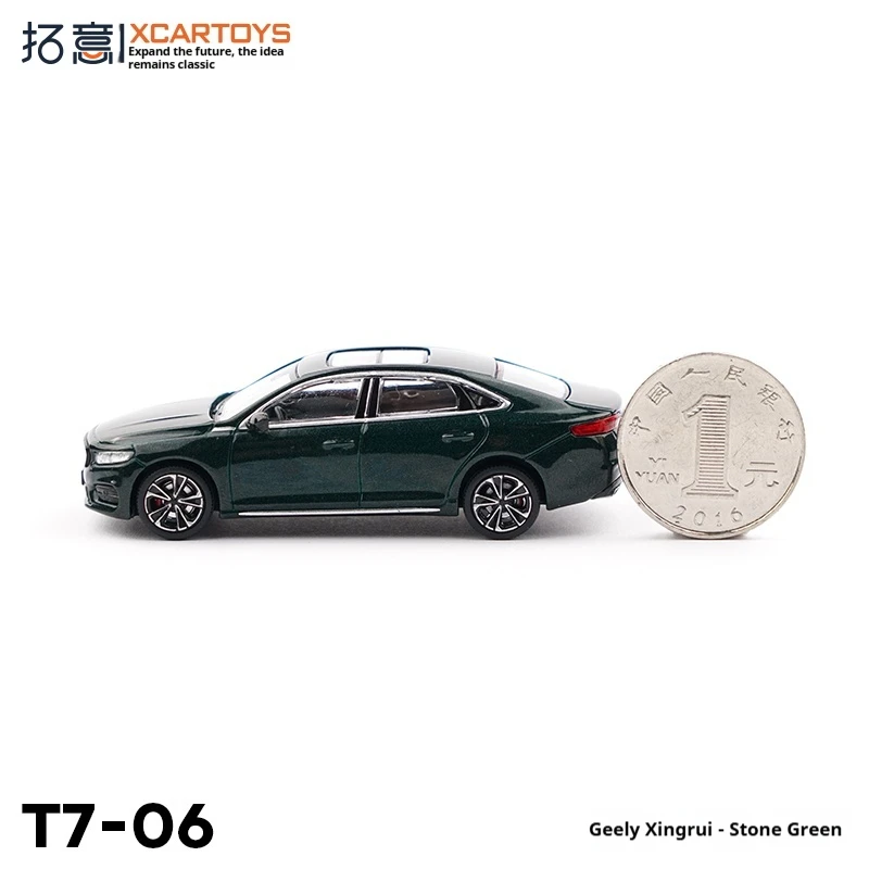 XCARTOYS Model ze stopu w skali 1/64, zielony sedan, miniaturowy model pojazdu z kołami, nie zdalnie sterowany, kolekcjonerski.