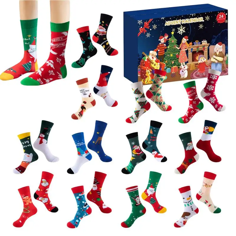 Socks Advent Calendars Christmas 24Days Socks Advent Calendars Countdown Calendars Christmas Socks Cotton Christmas Supplies For