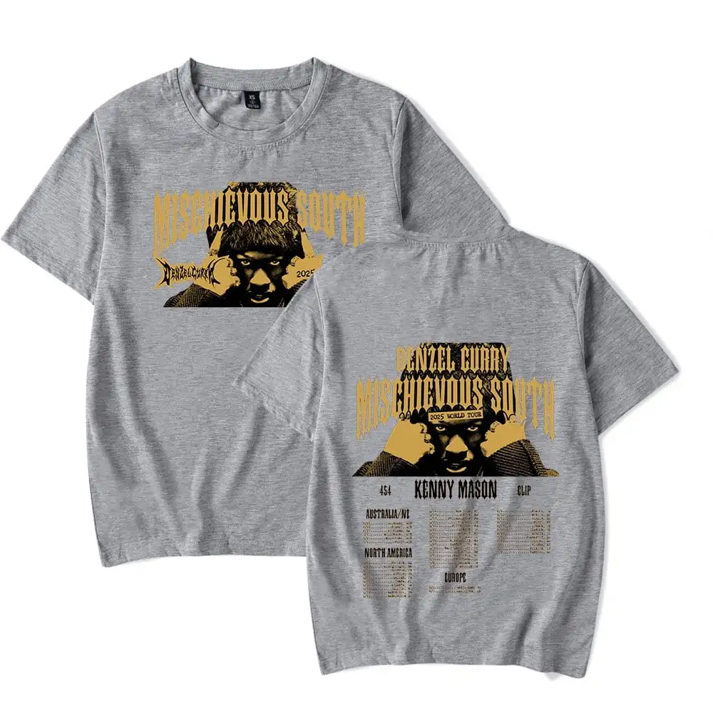 Denzel Curry TShirt ซน South World Tour Merch Tops TEE สําหรับสตรีและผู้ชายสบายๆ