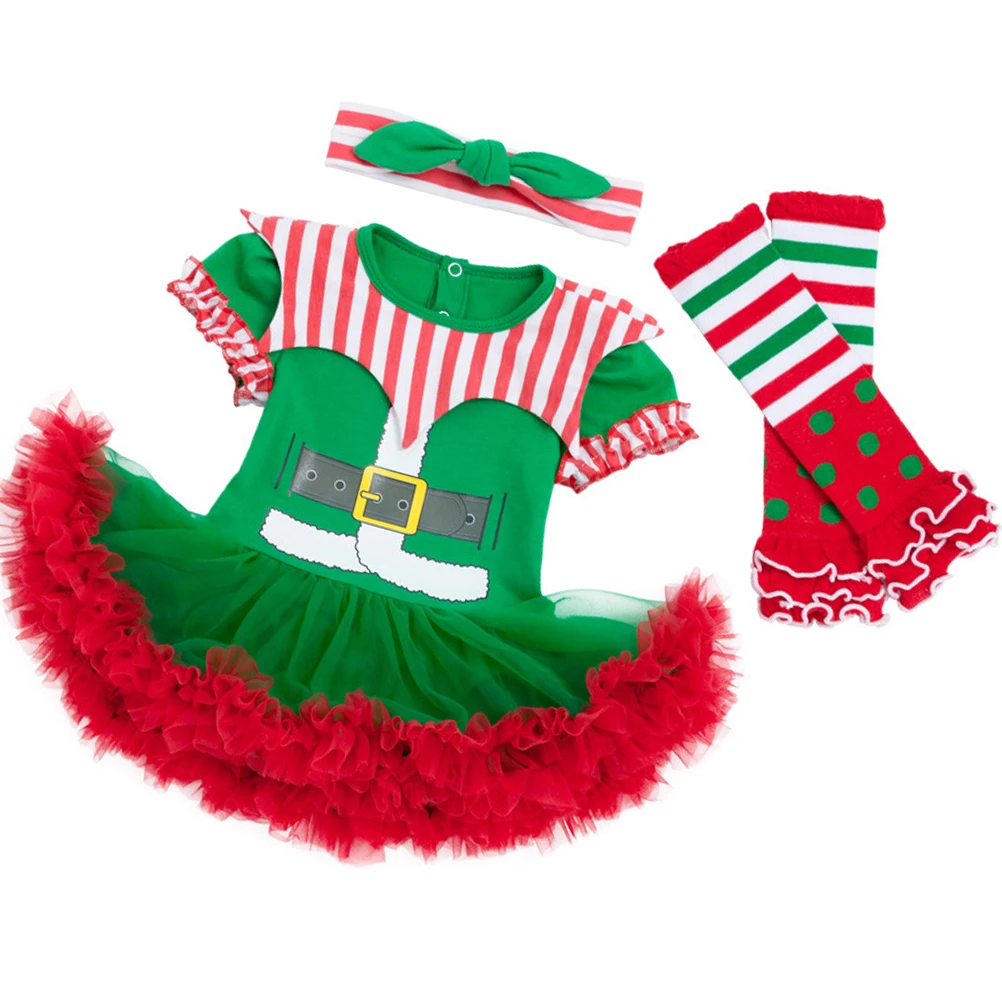 

Christmas Costume Baby Clothes Infant Dress Set Gauze Skirt Clown Collar Soft Breathable Comfortable Supplies Toddler Apparel